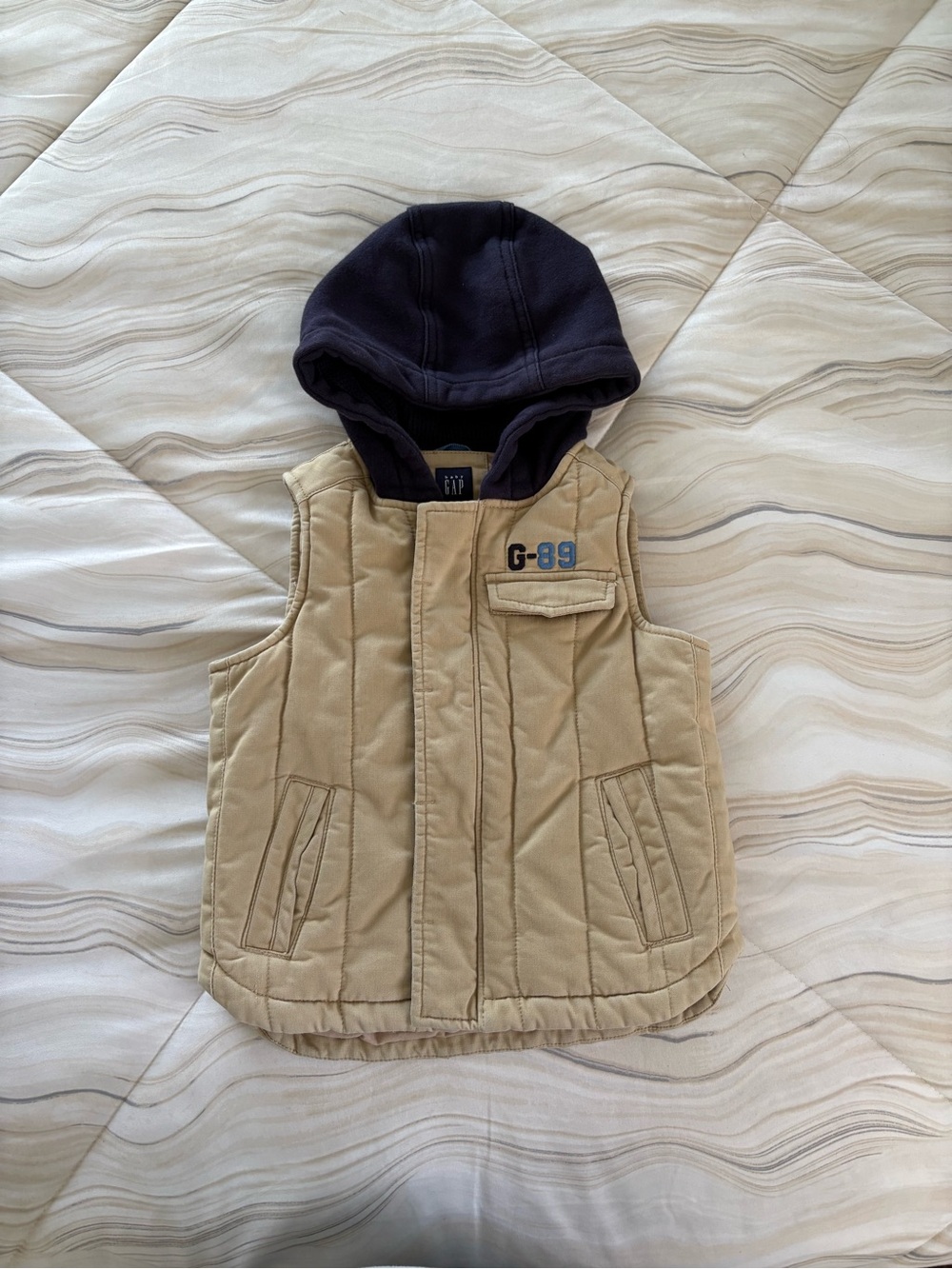 GAP Kids Tan Vest with Navy Hood